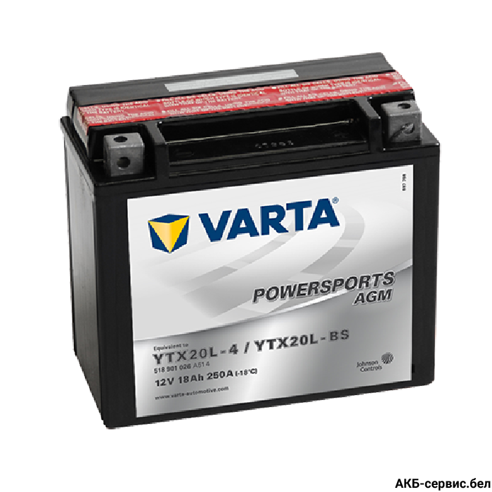 VARTA Powersports AGM YTX20L-4 / YTX20L-BS
