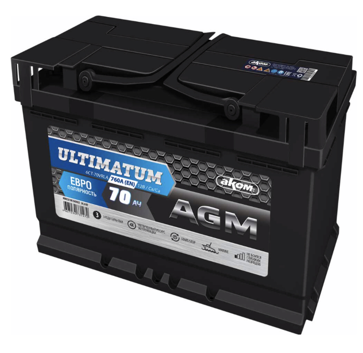 АКОМ Ultimatum Start Stop AGM 6CT-70VRLA